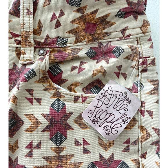 Free People Wild Child Printed Aztec High Waist Rise Skinny Jeans 27 X 28 NWT - Picture 7 of 10